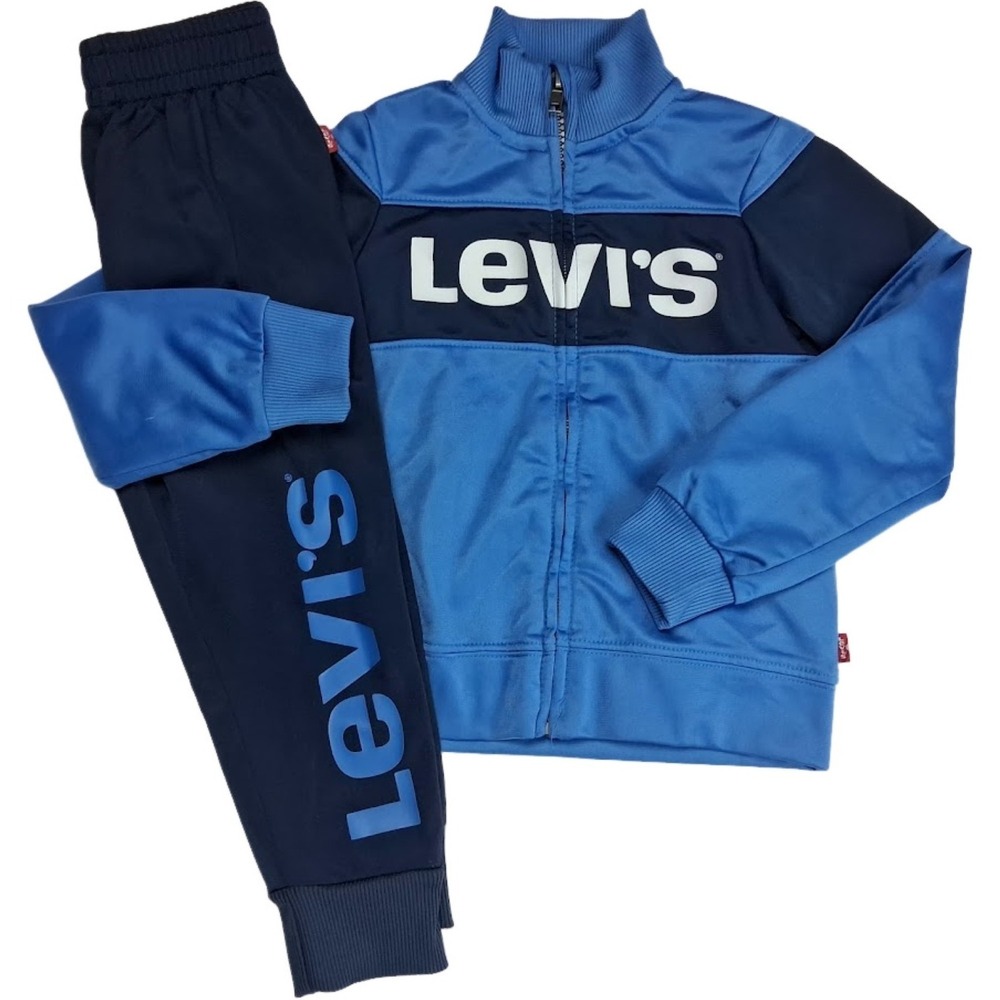 Levi's Toddler Boy 3T Blue Tracksuit 2pc Outfit Jacket Pants - Picture 1 of 5